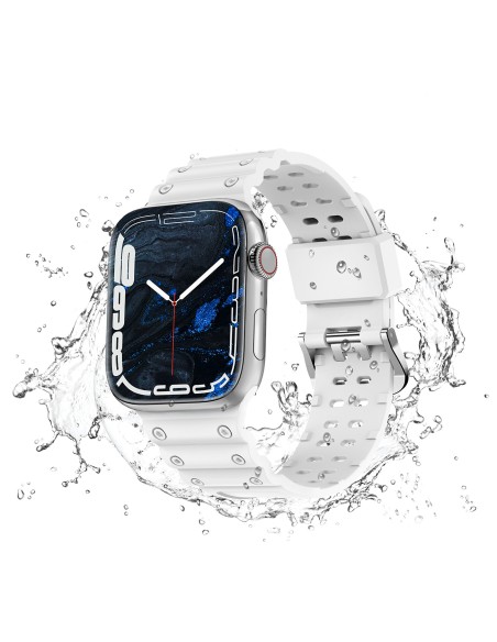 Dirželis su triguba apsauga Apple Watch Ultra, SE, 9, 8, 7, 6, 5, 4, 3, 2, 1 (49, 45, 44, 42 mm) balta apyrankė