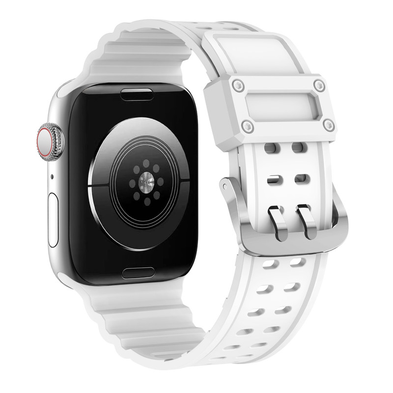 Dirželis su triguba apsauga Apple Watch Ultra, SE, 9, 8, 7, 6, 5, 4, 3, 2, 1 (49, 45, 44, 42 mm) balta apyrankė