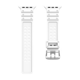 Dirželis su triguba apsauga Apple Watch Ultra, SE, 9, 8, 7, 6, 5, 4, 3, 2, 1 (49, 45, 44, 42 mm) balta apyrankė