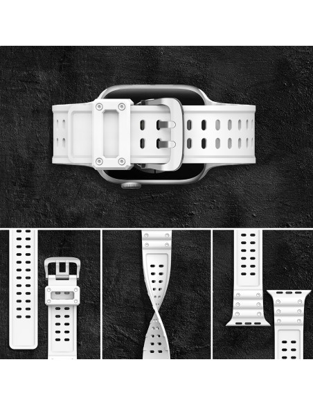Dirželis su triguba apsauga Apple Watch Ultra, SE, 9, 8, 7, 6, 5, 4, 3, 2, 1 (49, 45, 44, 42 mm) balta apyrankė