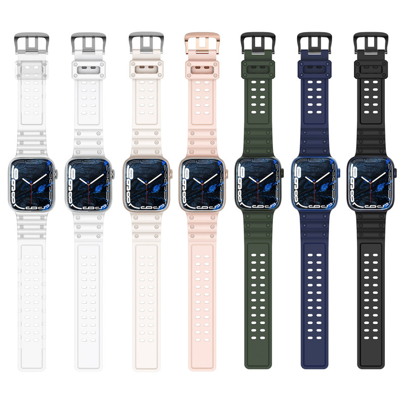 Dirželis su triguba apsauga Apple Watch Ultra, SE, 9, 8, 7, 6, 5, 4, 3, 2, 1 (49, 45, 44, 42 mm) balta apyrankė