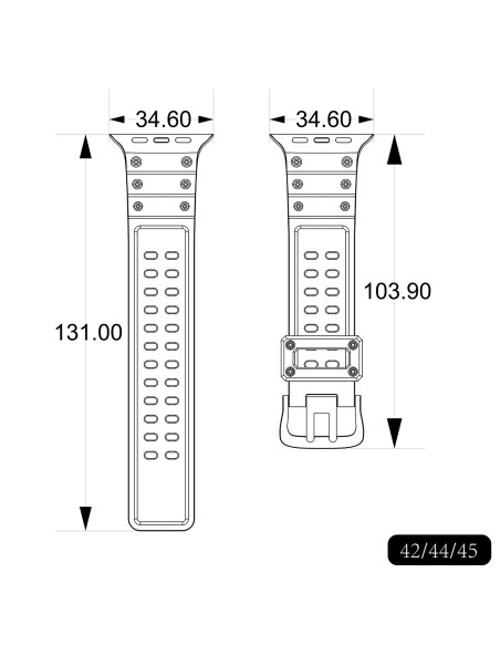 Dirželis su triguba apsauga Apple Watch Ultra, SE, 9, 8, 7, 6, 5, 4, 3, 2, 1 (49, 45, 44, 42 mm) balta apyrankė