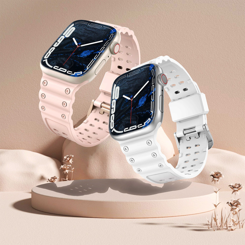 Dirželis su triguba apsauga Apple Watch Ultra, SE, 9, 8, 7, 6, 5, 4, 3, 2, 1 (49, 45, 44, 42 mm) balta apyrankė