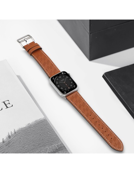 Dirželis Odinis odinis dirželis Apple Watch SE, 9, 8, 7, 6, 5, 4, 3, 2, 1 (41, 40, 38 mm) apyrankė ruda