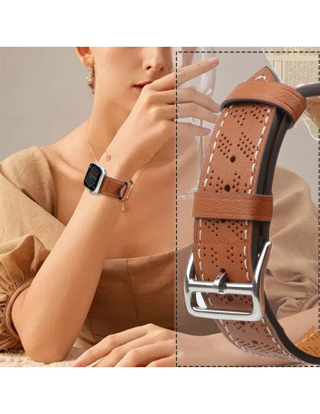 Dirželis Odinis odinis dirželis Apple Watch SE, 9, 8, 7, 6, 5, 4, 3, 2, 1 (41, 40, 38 mm) apyrankė ruda