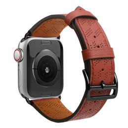 Dirželis Odinis odinis dirželis Apple Watch SE, 9, 8, 7, 6, 5, 4, 3, 2, 1 (41, 40, 38 mm) apyrankė raudona