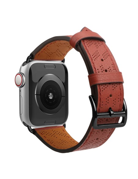 Dirželis Odinis odinis dirželis Apple Watch SE, 9, 8, 7, 6, 5, 4, 3, 2, 1 (41, 40, 38 mm) apyrankė raudona Dirželis Odinis odinis dirželis Apple Watch SE, 9, 8, 7, 6, 5, 4, 3, 2, 1 (41, 40, 38 mm) apyrankė raudona
