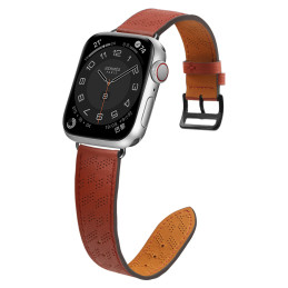 Dirželis Odinis odinis dirželis Apple Watch SE, 9, 8, 7, 6, 5, 4, 3, 2, 1 (41, 40, 38 mm) apyrankė raudona
