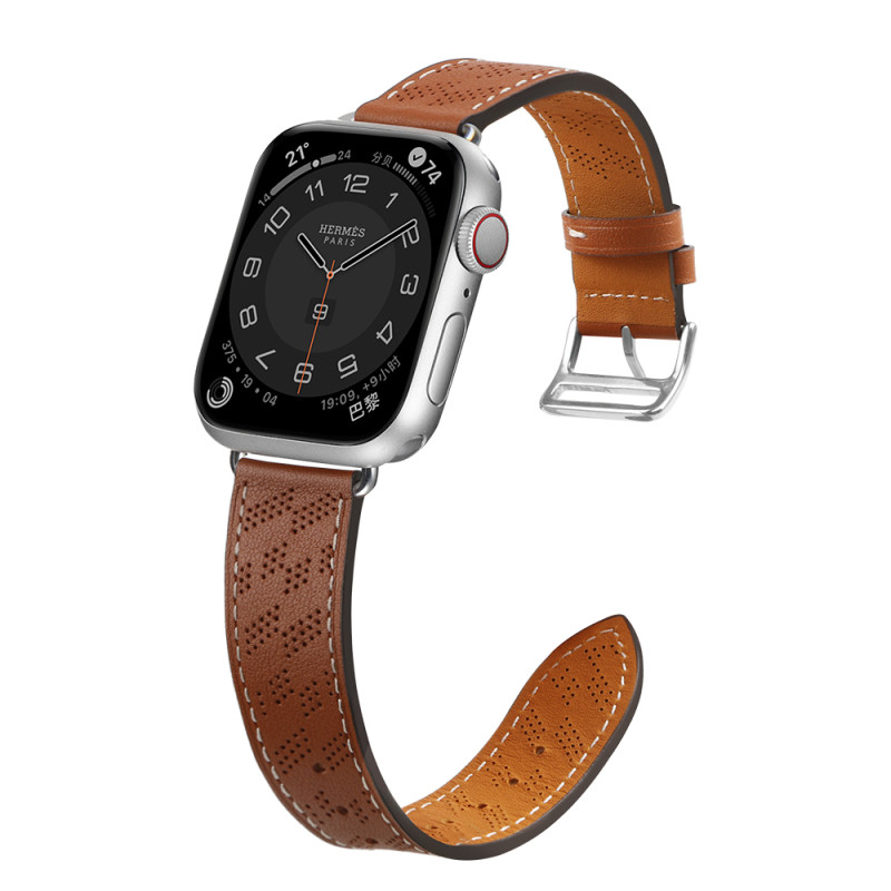 Dirželis Odinis odinis dirželis Apple Watch Ultra, SE, 9, 8, 7, 6, 5, 4, 3, 2, 1 (49, 45, 44, 42 mm) apyrankė ruda