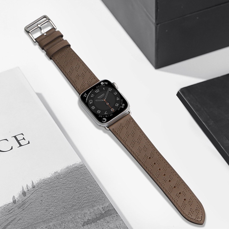 Dirželis Odinis odinis dirželis Apple Watch SE, 9, 8, 7, 6, 5, 4, 3, 2, 1 (41, 40, 38 mm) apyrankė tamsiai ruda