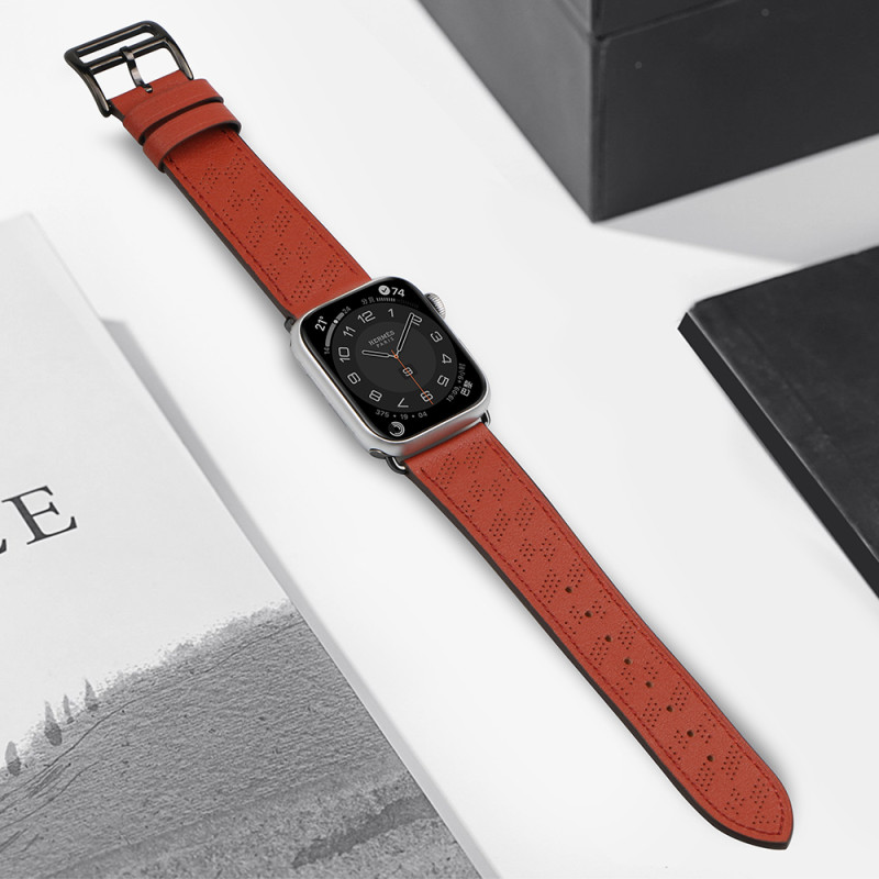 Dirželis Odinis odinis dirželis Apple Watch SE, 9, 8, 7, 6, 5, 4, 3, 2, 1 (41, 40, 38 mm) apyrankė raudona