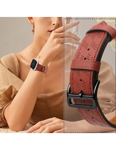 Dirželis Odinis odinis dirželis Apple Watch SE, 9, 8, 7, 6, 5, 4, 3, 2, 1 (41, 40, 38 mm) apyrankė raudona