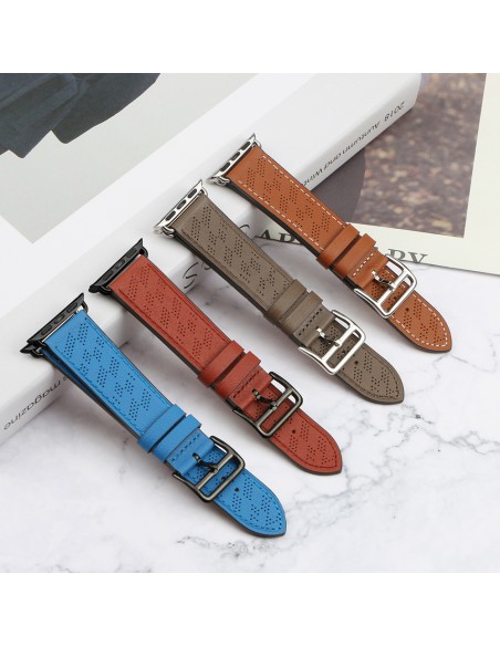 Dirželis Odinis odinis dirželis Apple Watch SE, 9, 8, 7, 6, 5, 4, 3, 2, 1 (41, 40, 38 mm) apyrankė raudona