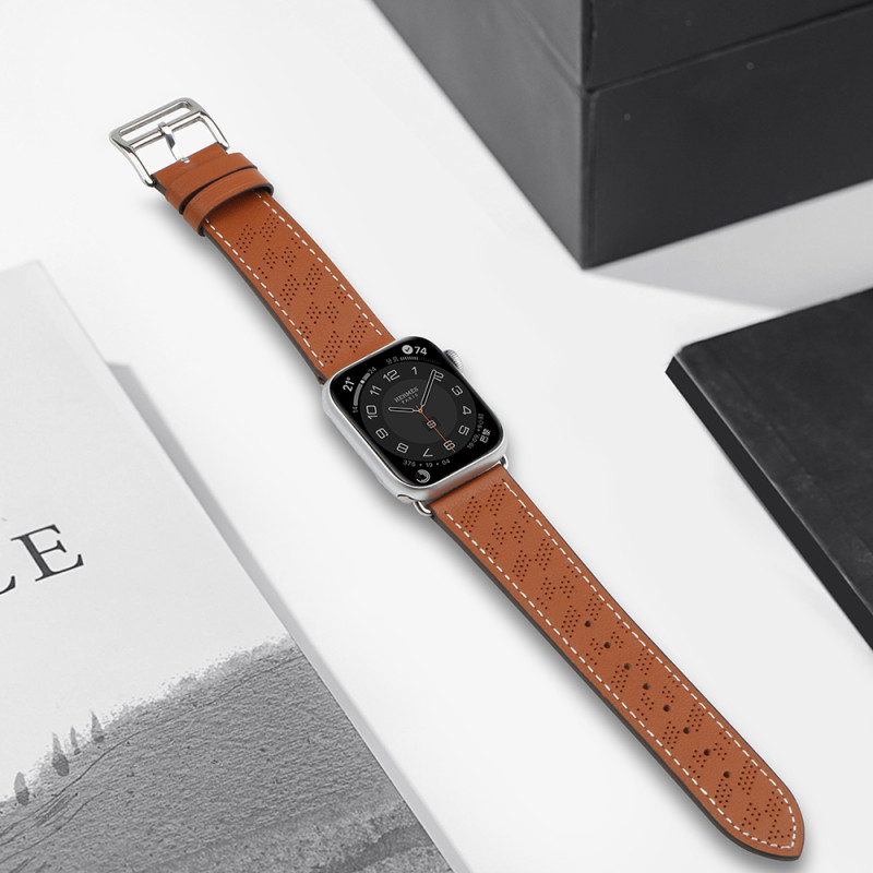 Dirželis Odinis odinis dirželis Apple Watch Ultra, SE, 9, 8, 7, 6, 5, 4, 3, 2, 1 (49, 45, 44, 42 mm) apyrankė ruda