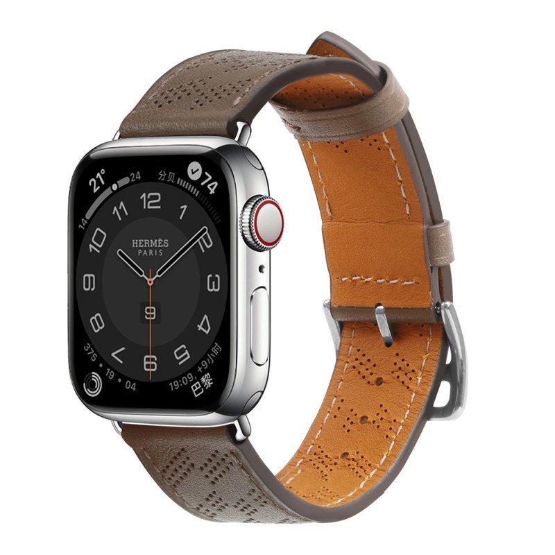 Dirželis Odinis odinis dirželis Apple Watch Ultra, SE, 9, 8, 7, 6, 5, 4, 3, 2, 1 (49, 45, 44, 42 mm) apyrankė tamsiai ru...