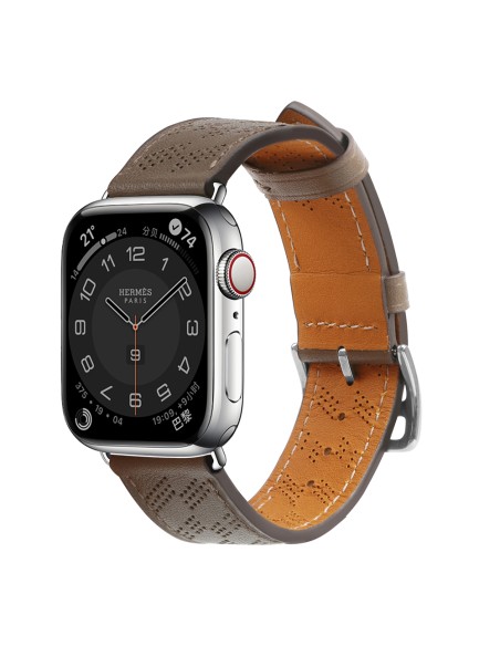 Dirželis Odinis odinis dirželis Apple Watch Ultra, SE, 9, 8, 7, 6, 5, 4, 3, 2, 1 (49, 45, 44, 42 mm) apyrankė tamsiai ru...