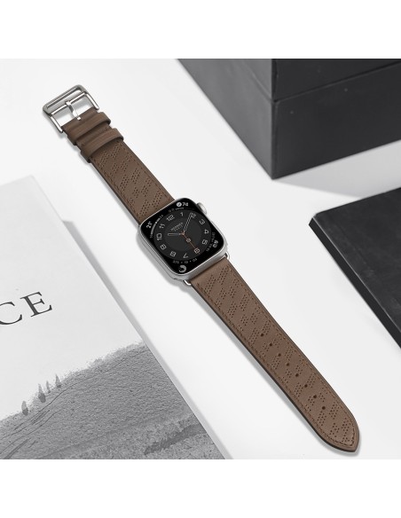 Dirželis Odinis odinis dirželis Apple Watch Ultra, SE, 9, 8, 7, 6, 5, 4, 3, 2, 1 (49, 45, 44, 42 mm) apyrankė tamsiai ru...