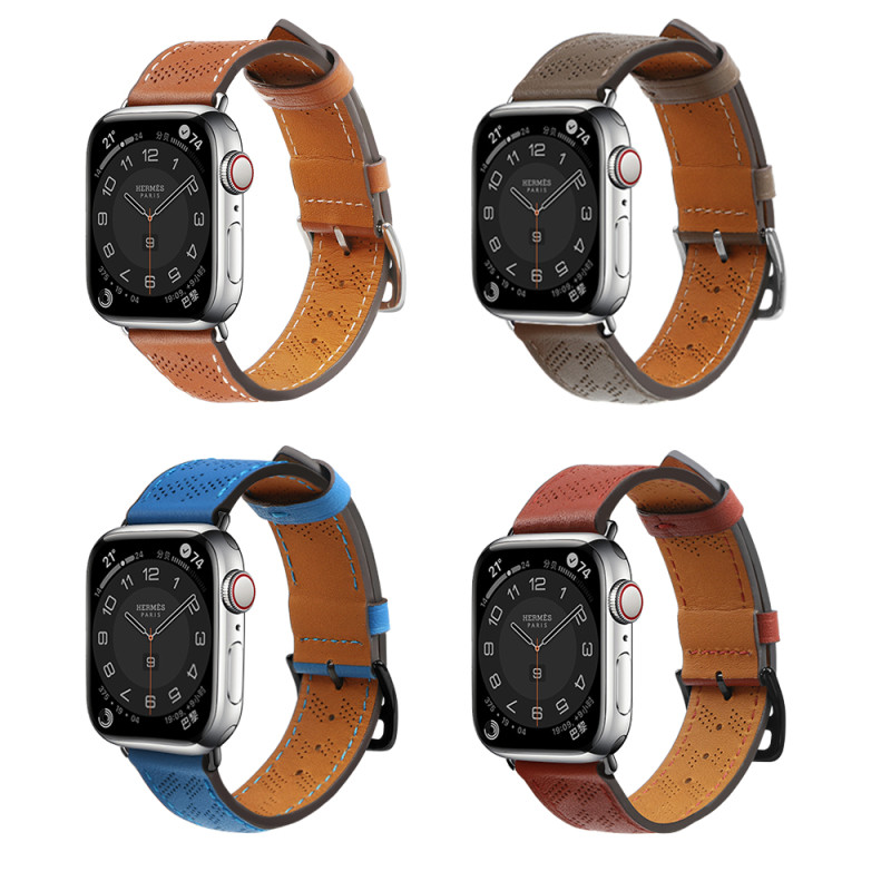 Dirželis Odinis odinis dirželis Apple Watch Ultra, SE, 9, 8, 7, 6, 5, 4, 3, 2, 1 (49, 45, 44, 42 mm) apyrankė tamsiai ru...