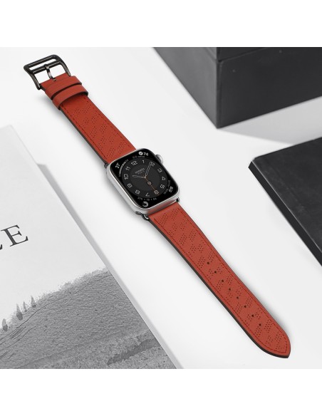 Dirželis Odinis odinis dirželis Apple Watch Ultra, SE, 9, 8, 7, 6, 5, 4, 3, 2, 1 (49, 45, 44, 42 mm) apyrankė raudona
