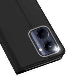 Dux Ducis Skin Pro dėklas, skirtas Realme C33 dangteliui su atlenktu kortelių piniginės stovu juodas