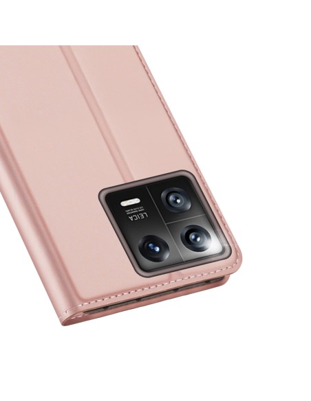 Dux Ducis Skin Pro dėklas Xiaomi 13 su atvartu kortelės piniginės stovas rožinis Dux Ducis Skin Pro dėklas Xiaomi 13 su atvartu kortelės piniginės stovas rožinis