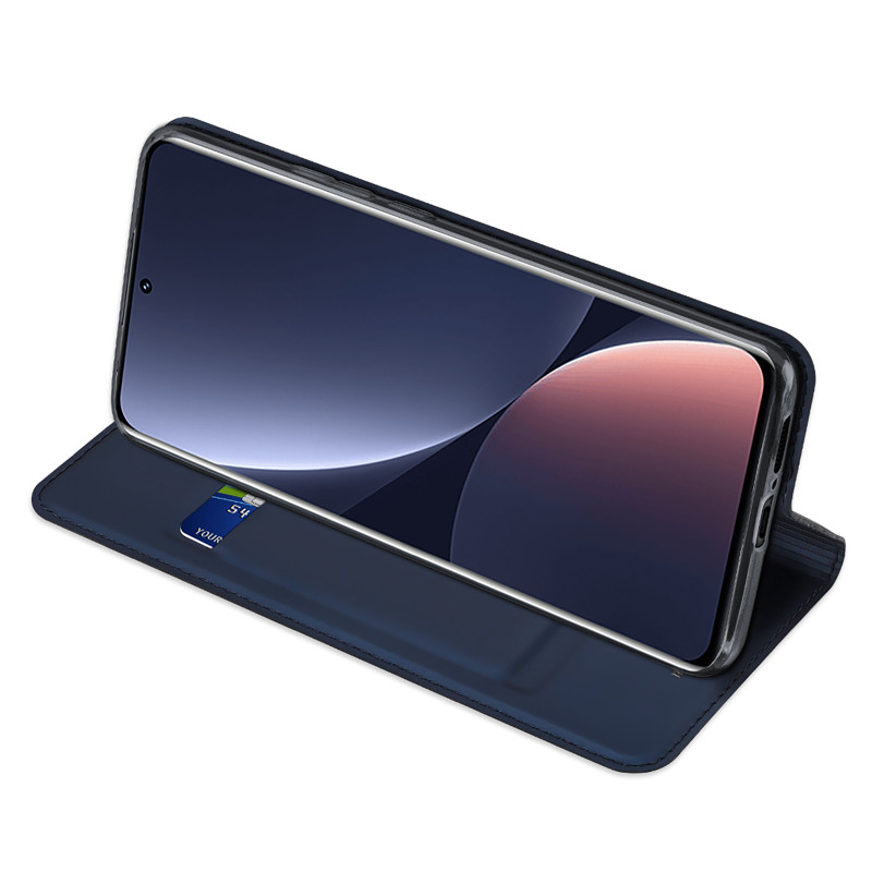 Dux Ducis Skin Pro dėklas Xiaomi 13 Pro dangtelis su atvartu kortelės piniginės stovas mėlynas