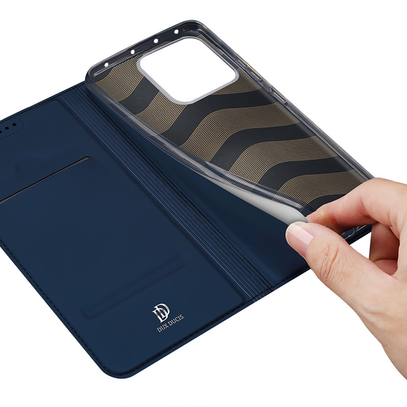 Dux Ducis Skin Pro dėklas Xiaomi 13 Pro dangtelis su atvartu kortelės piniginės stovas mėlynas