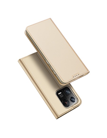 Dux Ducis Skin Pro dėklas Xiaomi 13 Pro dangtelis su atvartu kortelės piniginės stovas auksinis Dux Ducis Skin Pro dėklas Xiaomi 13 Pro dangtelis su atvartu kortelės piniginės stovas auksinis