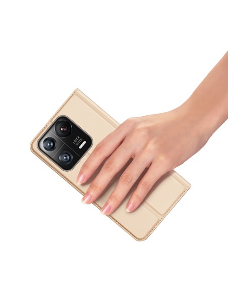Dux Ducis Skin Pro dėklas Xiaomi 13 Pro dangtelis su atvartu kortelės piniginės stovas auksinis Dux Ducis Skin Pro dėklas Xiaomi 13 Pro dangtelis su atvartu kortelės piniginės stovas auksinis