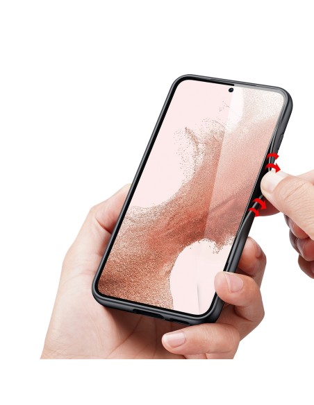 Dux Ducis Fino dėklas Samsung Galaxy S23+, dangtelis su silikoniniu rėmeliu, juodas