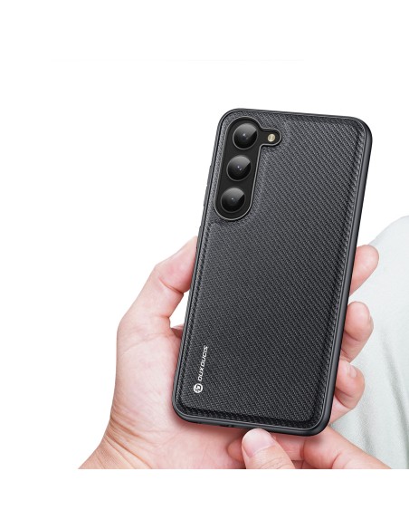 Dux Ducis Fino dėklas Samsung Galaxy S23+, dangtelis su silikoniniu rėmeliu, juodas