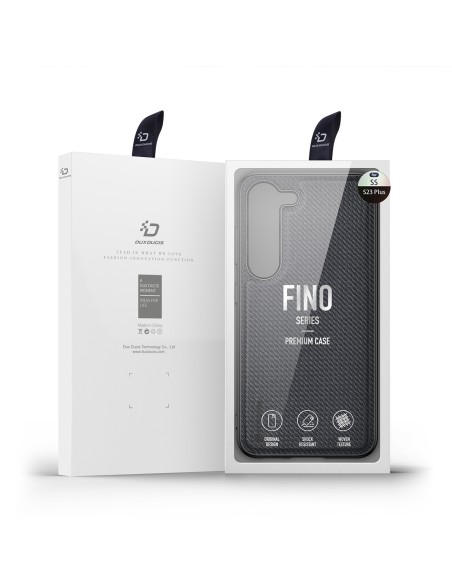 Dux Ducis Fino dėklas Samsung Galaxy S23+, dangtelis su silikoniniu rėmeliu, juodas