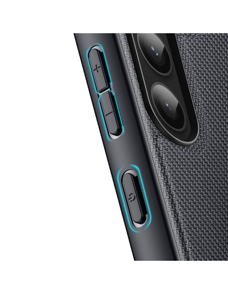 Dux Ducis Fino dėklas Samsung Galaxy S23+, dangtelis su silikoniniu rėmeliu, juodas