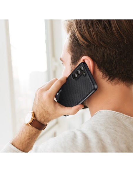 Dux Ducis Fino dėklas Samsung Galaxy S23+, dangtelis su silikoniniu rėmeliu, juodas