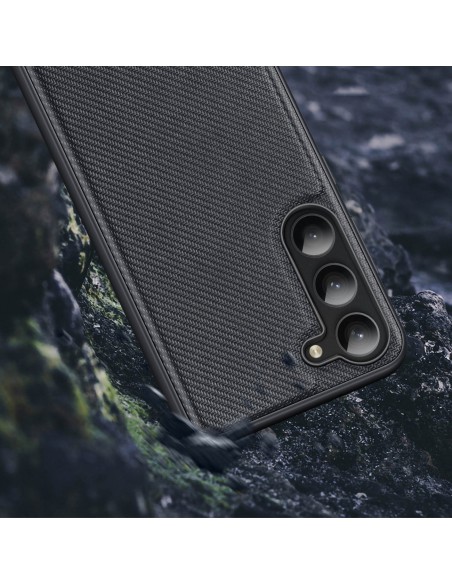 Dux Ducis Fino dėklas Samsung Galaxy S23+, dangtelis su silikoniniu rėmeliu, juodas