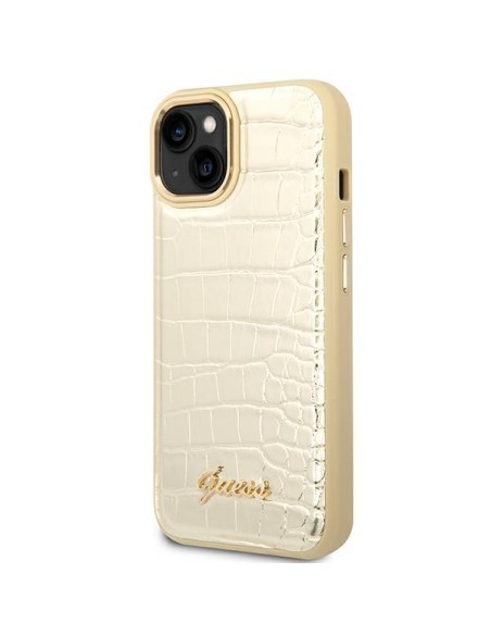Guess Croco Collection dėklas iPhone 14 Plus - auksinis Guess Croco Collection dėklas iPhone 14 Plus - auksinis