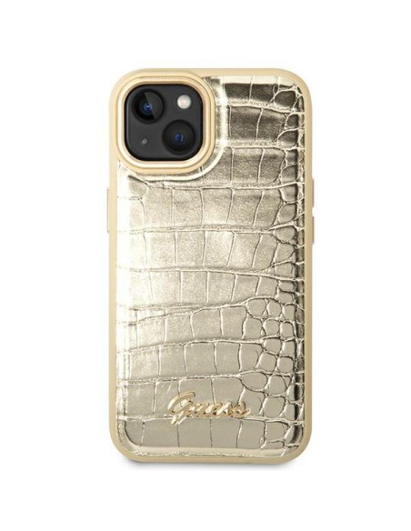 Guess Croco Collection dėklas iPhone 14 Plus - auksinis Guess Croco Collection dėklas iPhone 14 Plus - auksinis
