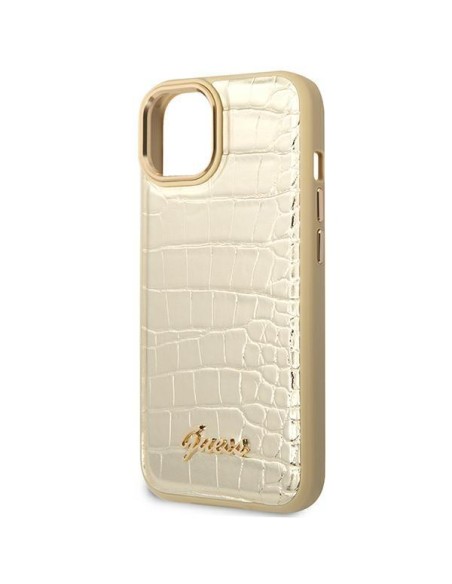 Guess Croco Collection dėklas iPhone 14 Plus - auksinis Guess Croco Collection dėklas iPhone 14 Plus - auksinis