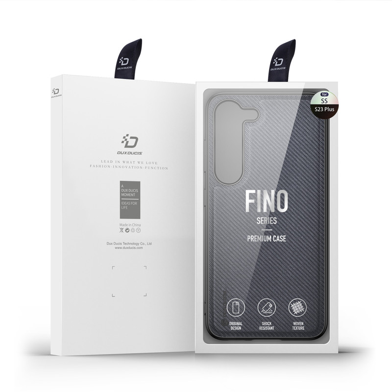 Dux Ducis Fino dėklas Samsung Galaxy S23+, dangtelis su silikoniniu rėmeliu, pilkas