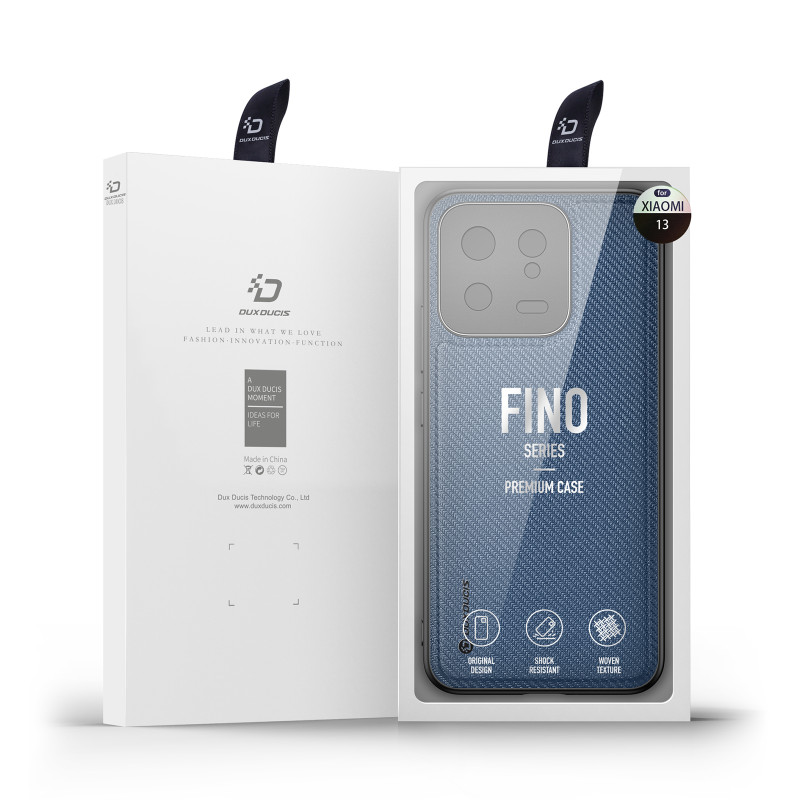 Dux Ducis Fino dėklas Xiaomi 13, dangtelis su silikoniniu rėmeliu, mėlynas