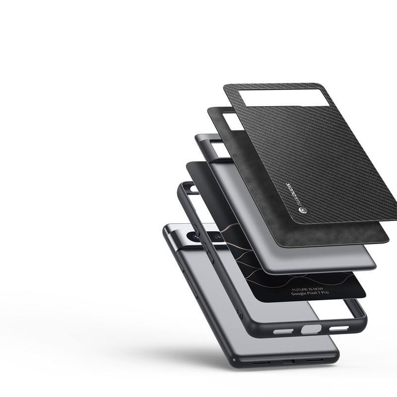 Dux Ducis Fino dėklas, skirtas Google Pixel 7 Pro, dangtelis su silikoniniu rėmeliu, juodas