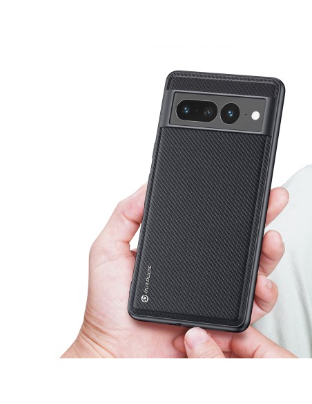 Dux Ducis Fino dėklas, skirtas Google Pixel 7 Pro, dangtelis su silikoniniu rėmeliu, juodas