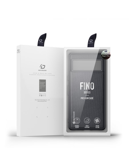 Dux Ducis Fino dėklas, skirtas Google Pixel 7 Pro, dangtelis su silikoniniu rėmeliu, juodas