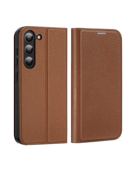 Dux Ducis Skin X2 dėklas Samsung Galaxy S23 dangtelis su atvartu piniginės stovas rudas Dux Ducis Skin X2 dėklas Samsung Galaxy S23 dangtelis su atvartu piniginės stovas rudas
