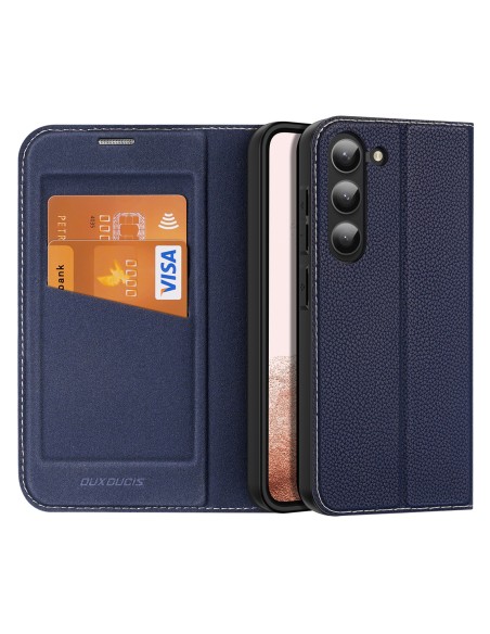 Dux Ducis Skin X2 dėklas, skirtas Samsung Galaxy S23+ dangteliu su atvartu, mėlynos spalvos piniginės stovu Dux Ducis Skin X2 dėklas, skirtas Samsung Galaxy S23+ dangteliu su atvartu, mėlynos spalvos piniginės stovu