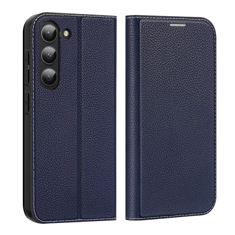 Dux Ducis Skin X2 dėklas, skirtas Samsung Galaxy S23+ dangteliu su atvartu, mėlynos spalvos piniginės stovu
