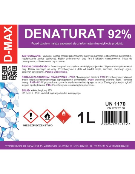 Denatūruotas alkoholis denatūruotas D-MAX 1L Denatūruotas alkoholis denatūruotas D-MAX 1L