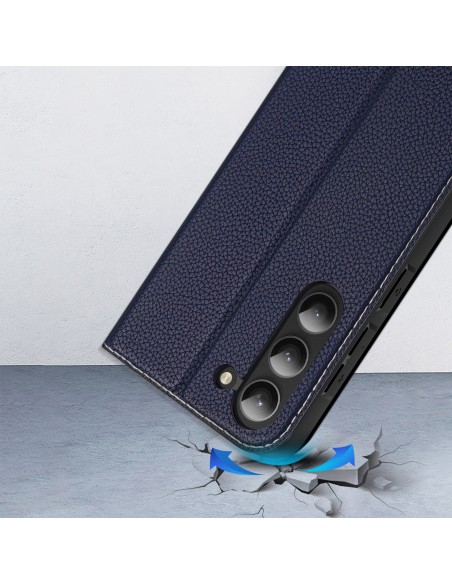 Dux Ducis Skin X2 dėklas, skirtas Samsung Galaxy S23+ dangteliu su atvartu, mėlynos spalvos piniginės stovu Dux Ducis Skin X2 dėklas, skirtas Samsung Galaxy S23+ dangteliu su atvartu, mėlynos spalvos piniginės stovu