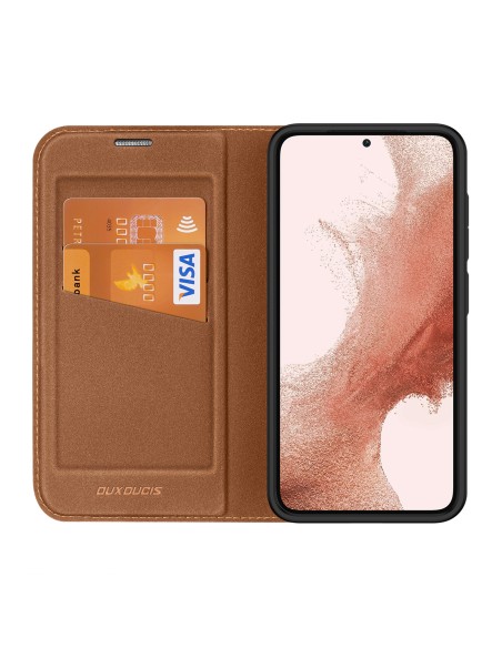 Dux Ducis Skin X2 dėklas, skirtas Samsung Galaxy S23+ dangtelis su atvartu piniginės stovas rudas Dux Ducis Skin X2 dėklas, skirtas Samsung Galaxy S23+ dangtelis su atvartu piniginės stovas rudas