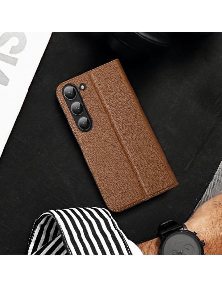 Dux Ducis Skin X2 dėklas, skirtas Samsung Galaxy S23+ dangtelis su atvartu piniginės stovas rudas Dux Ducis Skin X2 dėklas, skirtas Samsung Galaxy S23+ dangtelis su atvartu piniginės stovas rudas